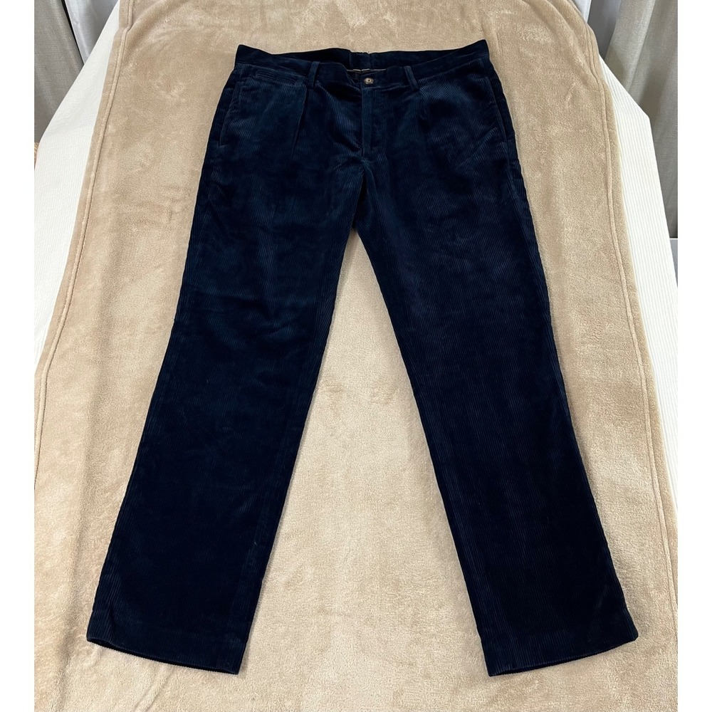 Pendleton Corduroy Pleated‎ Trousers Navy Blue Velvet Velour 38x32 Men Pants EUC
